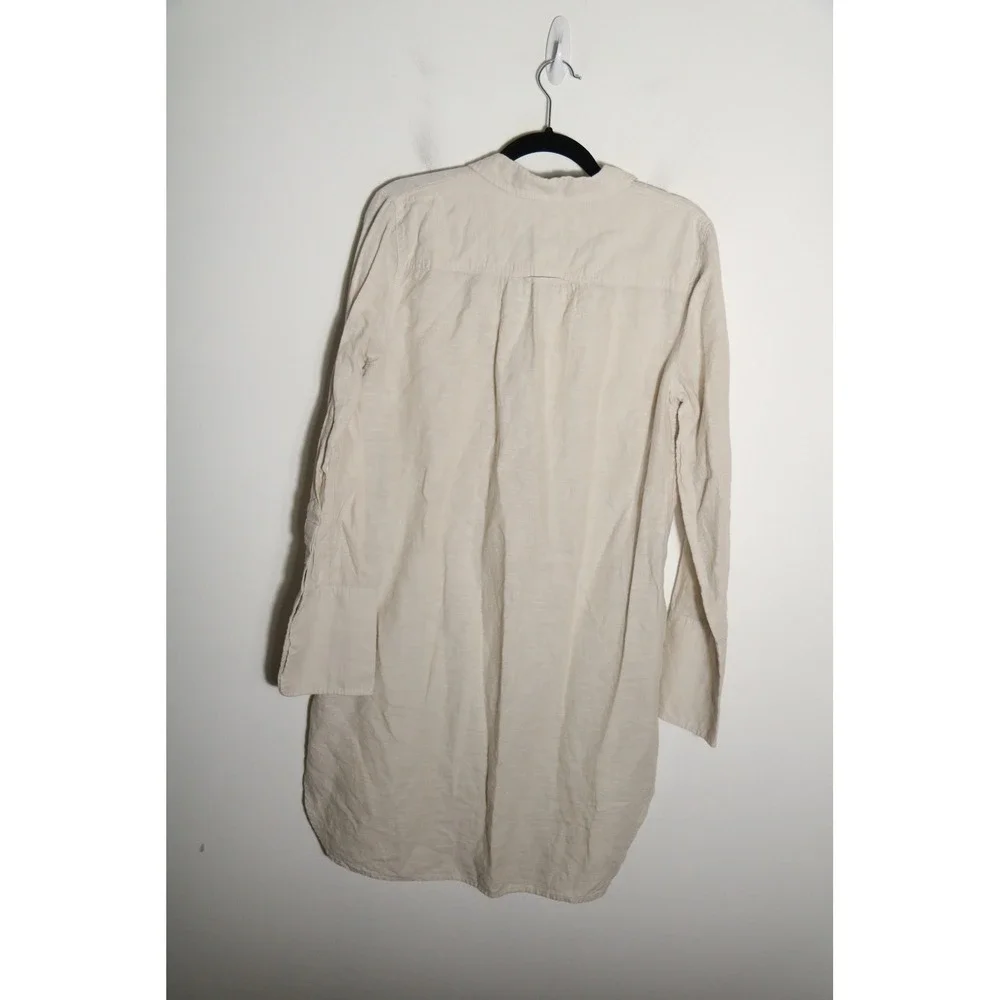J Crew Linen Cotton Blend Beach Shirt Womens Medium Beige Shirtdress Neutral
